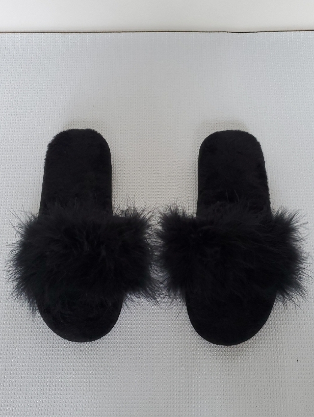 Black Faux-Fur Cozy Slide Slipper Sandals